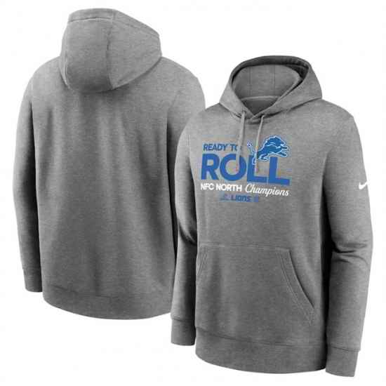 Men Detroit Lions Heather Gray 2024 NFC North Champions Locker Room Trophy Collection Pullover Hoodie